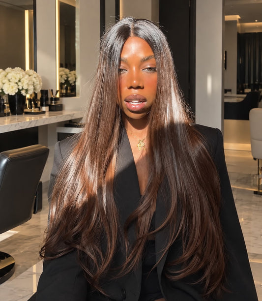 Perruque Julia balayage acajou en cheveux 100 % naturels – vue 2